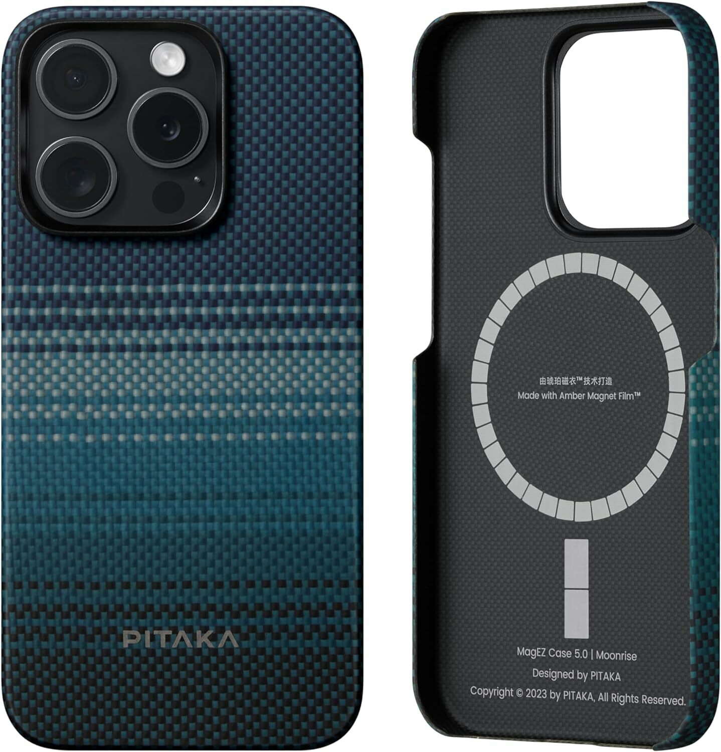 Husa de protectie Pitaka MagEZ Case 5, 1500D, pentru iPhone 15 Pro, compatibila MagSafe, Moonrise