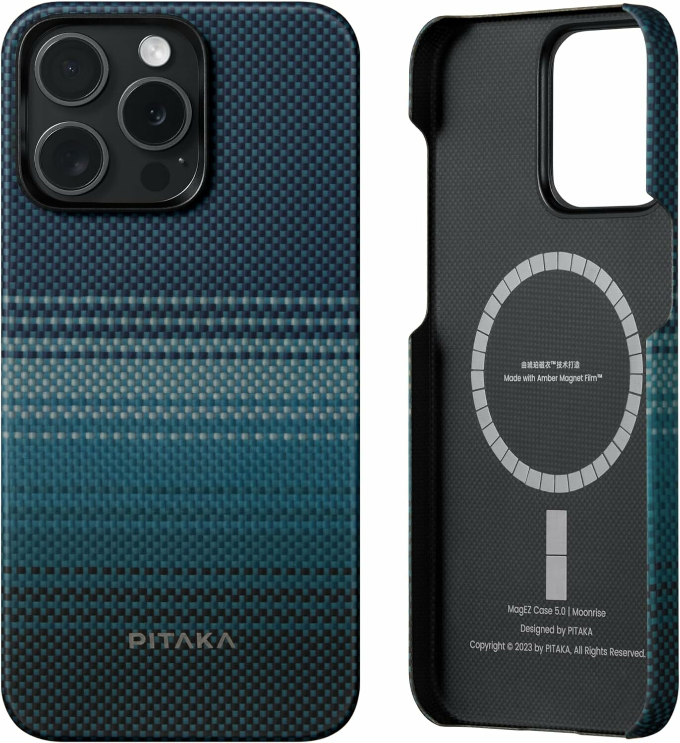 Husa de protectie Pitaka MagEZ Case 5, 1500D, pentru iPhone 15 Pro Max, compatibila MagSafe, Moonrise