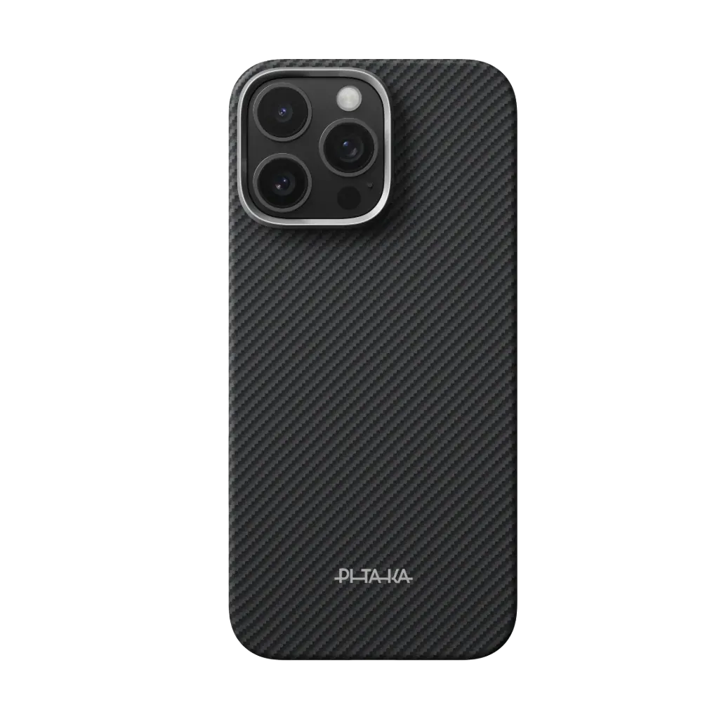 Husa Pitaka pentru iPhone 16 Pro, Ultra-Slim Case PitaTap™, Negru/Gri