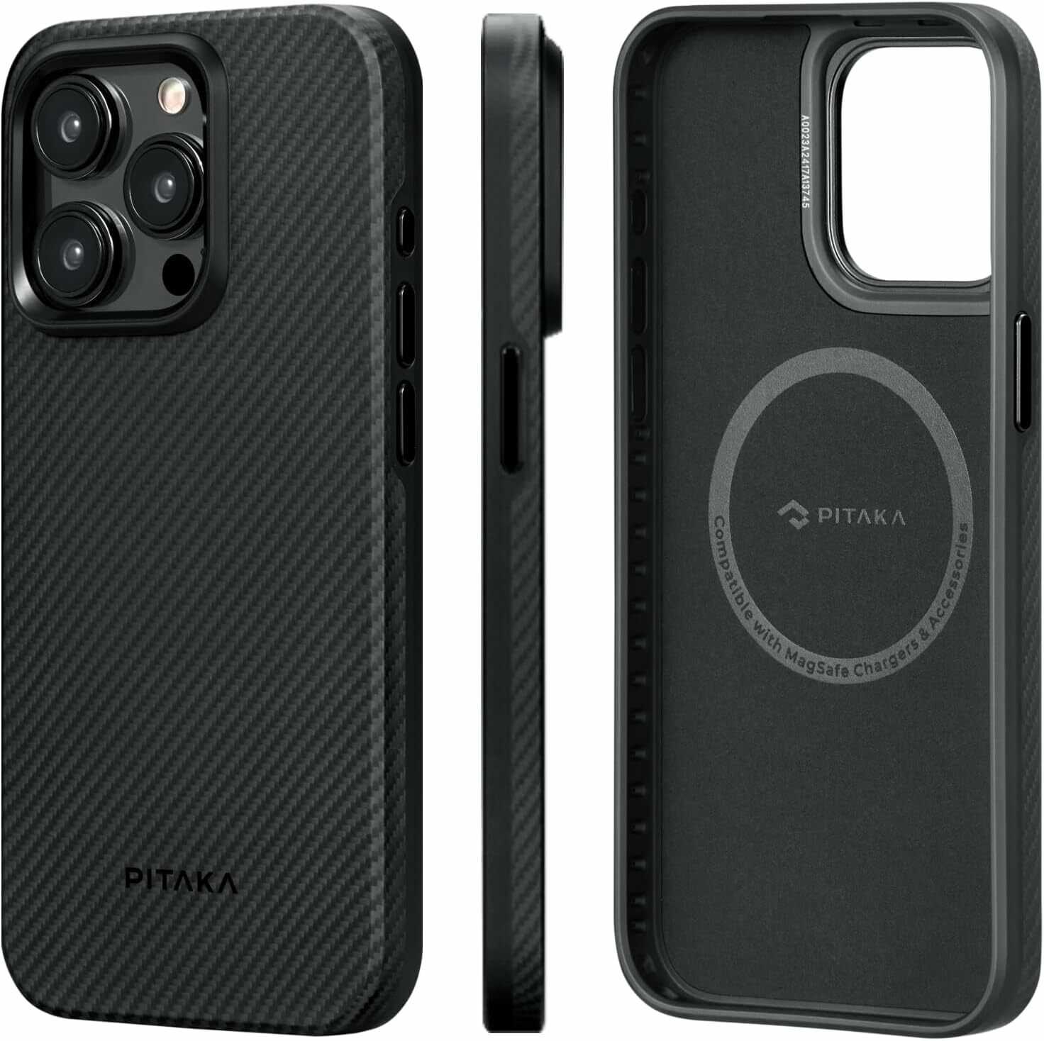 Husa Pitaka MagEZ Pro 4, Aramida 600D, pentru iPhone 15 Pro Max, MagSafe, Negru/Gri