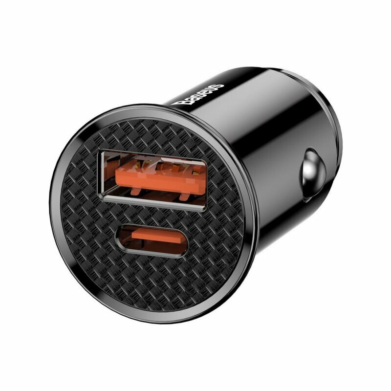 Incarcator auto Baseus Circular 30W, 1xUSB, 1xUSB-C, 5A, Negru