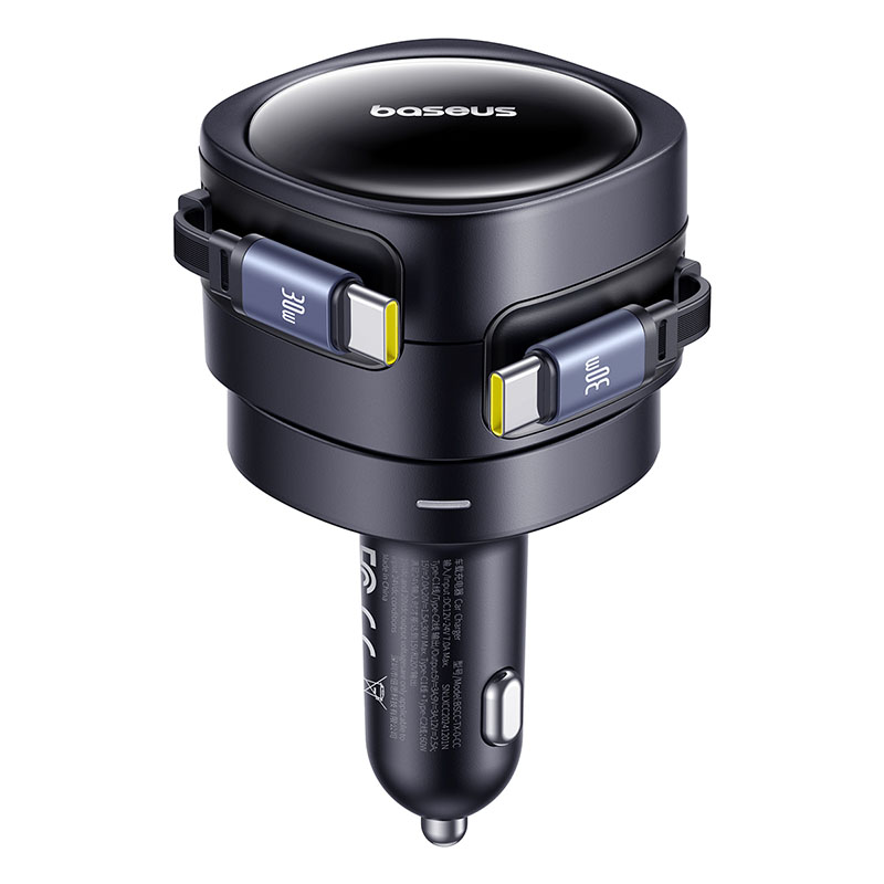 Incarcator auto Baseus Enjoyment Max USB-C + Lightning, 60W, 3A, Negru