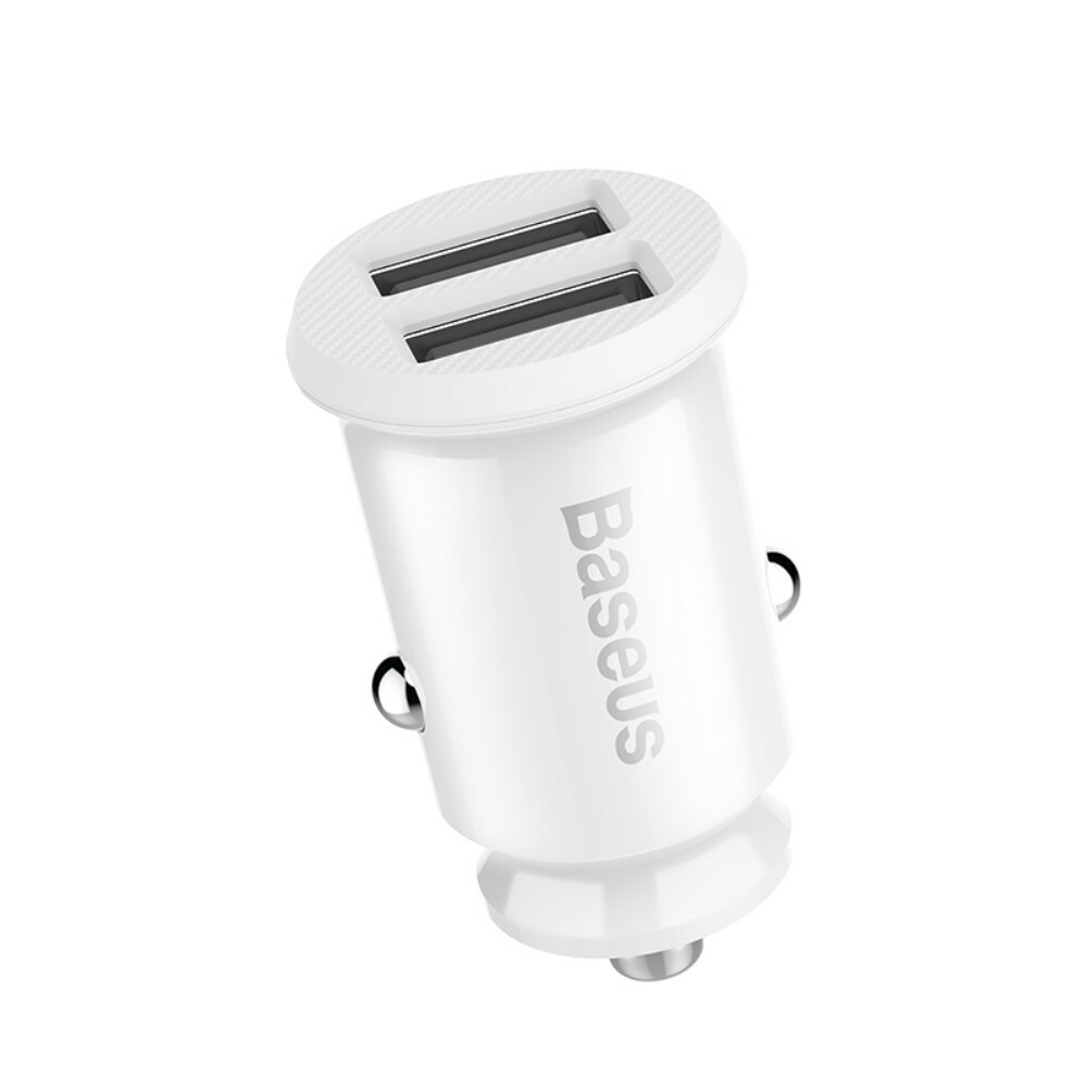 Incarcator auto Baseus Grain, 2xUSB-A, Quick Charge 2.0, 5V/3.1A, Alb