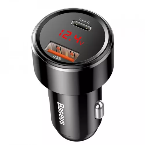 Incarcator auto Baseus Magic PPS Digital Display USB-C PD+QC Inteligent Dual 45W Negru