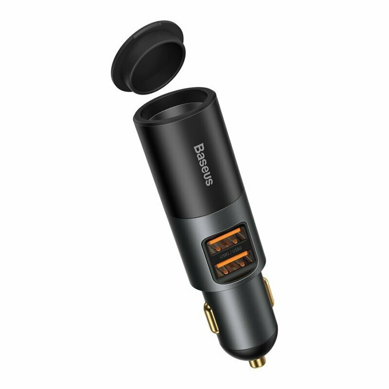 Incarcator auto Baseus Share Together, 2xUSB, cu port de expansiune pentru bricheta, 120W, Quick Charge, Negru
