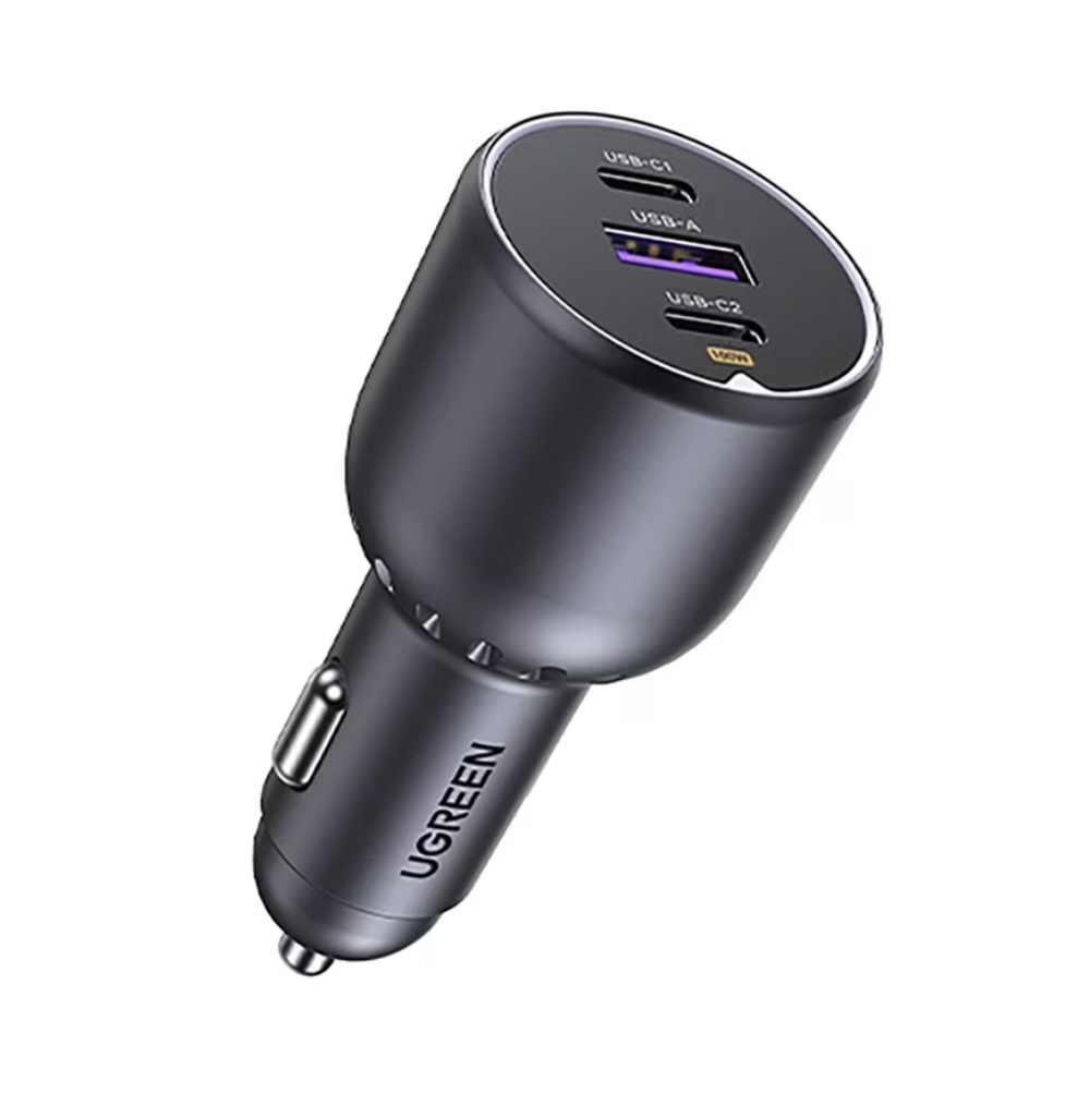 Incarcator auto Ugreen 2x USB-C, 1x USB-A, 130W, PD + Cablu USB-C inclus, Gri