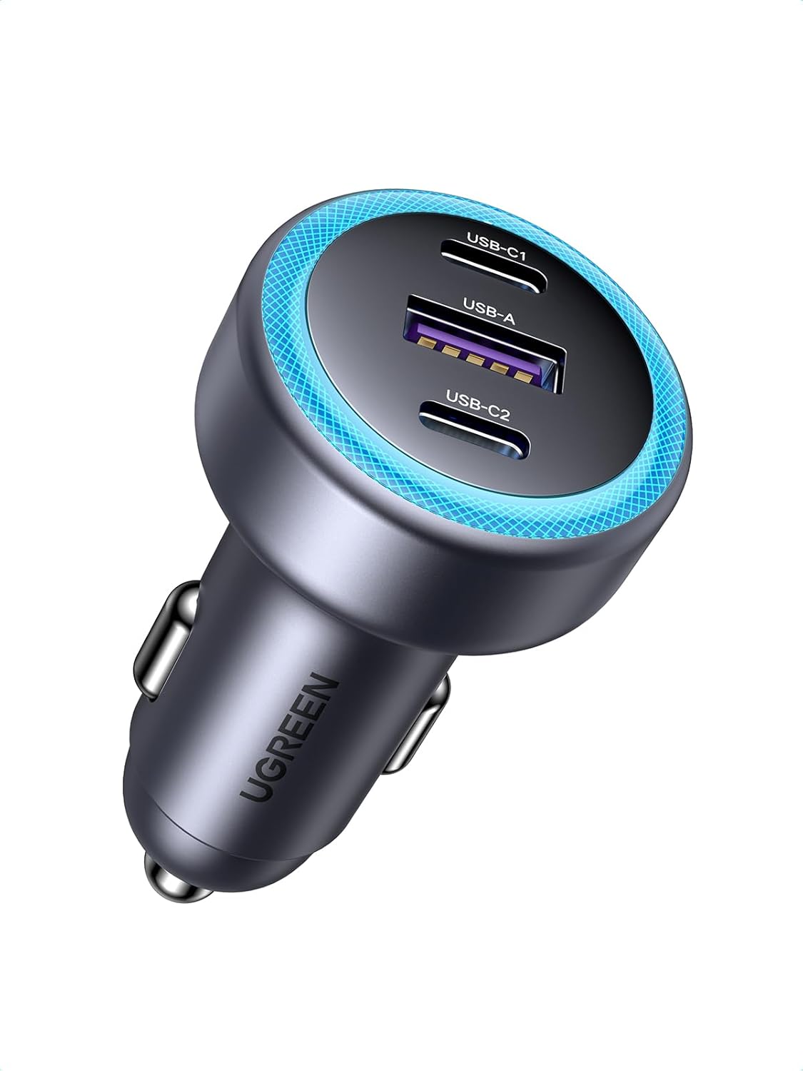 Incarcator auto Ugreen 30W PD, 2x USB-C, 1x USB-A, Incarcare rapida, Gri