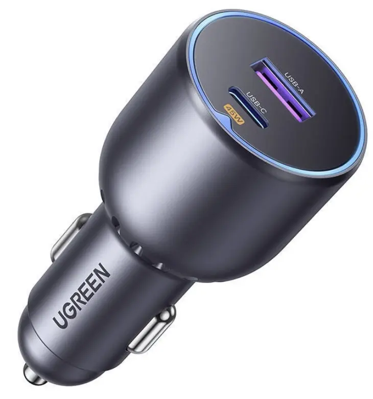 Incarcator Auto Ugreen EC701, 63W, 1x USB-A, 1x USB-C, Gri