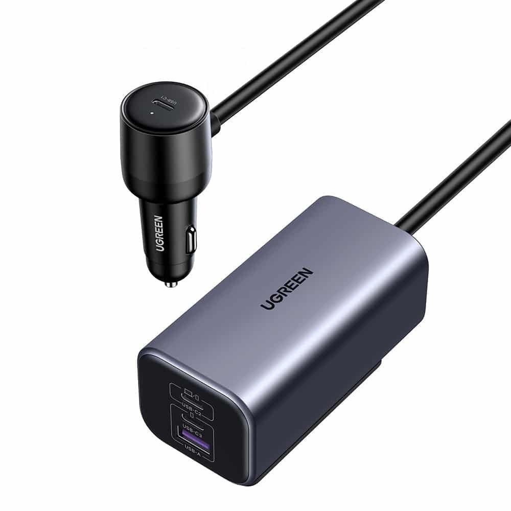 Incarcator auto Ugreen EC706 150W, GaN Fast Charger, 3x UBS-C, 1x USB-A, Gri