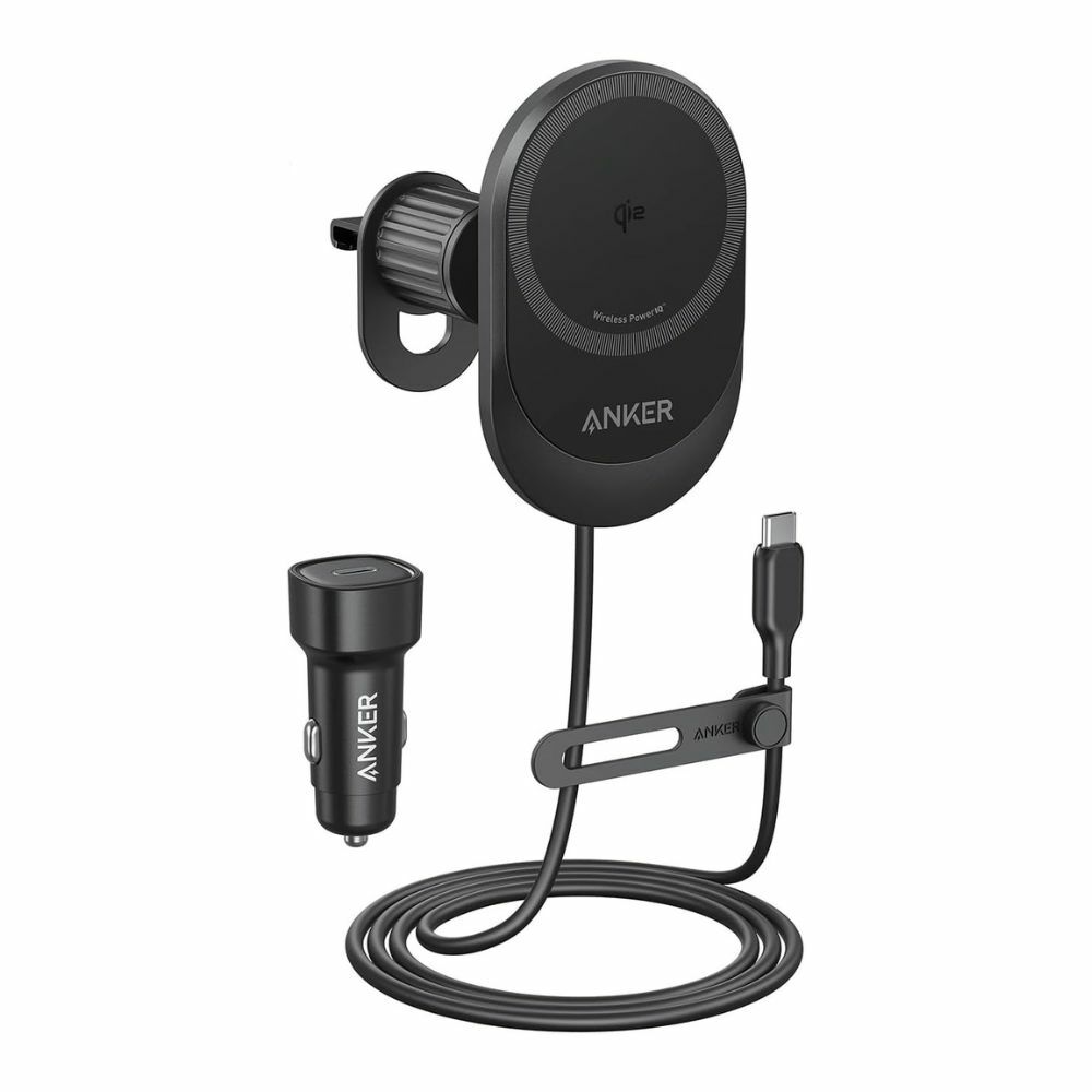 Incarcator auto wireless magnetic Anker MagGo Qi 2.0, 15W, Negru