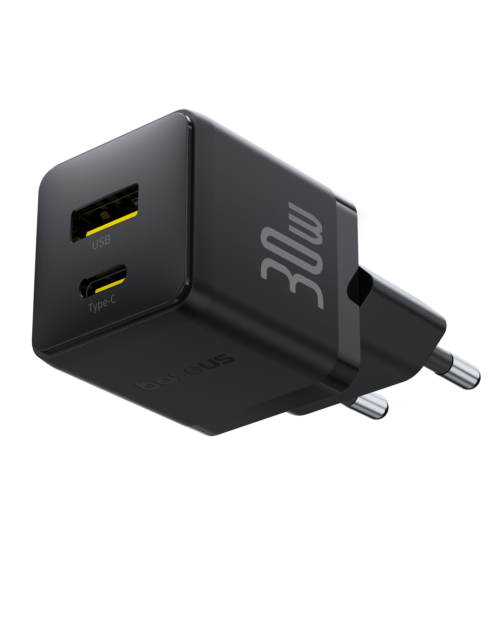 Incarcator de retea Baseus Palm 30W, 1x USB-C, 1x USB-A, Negru