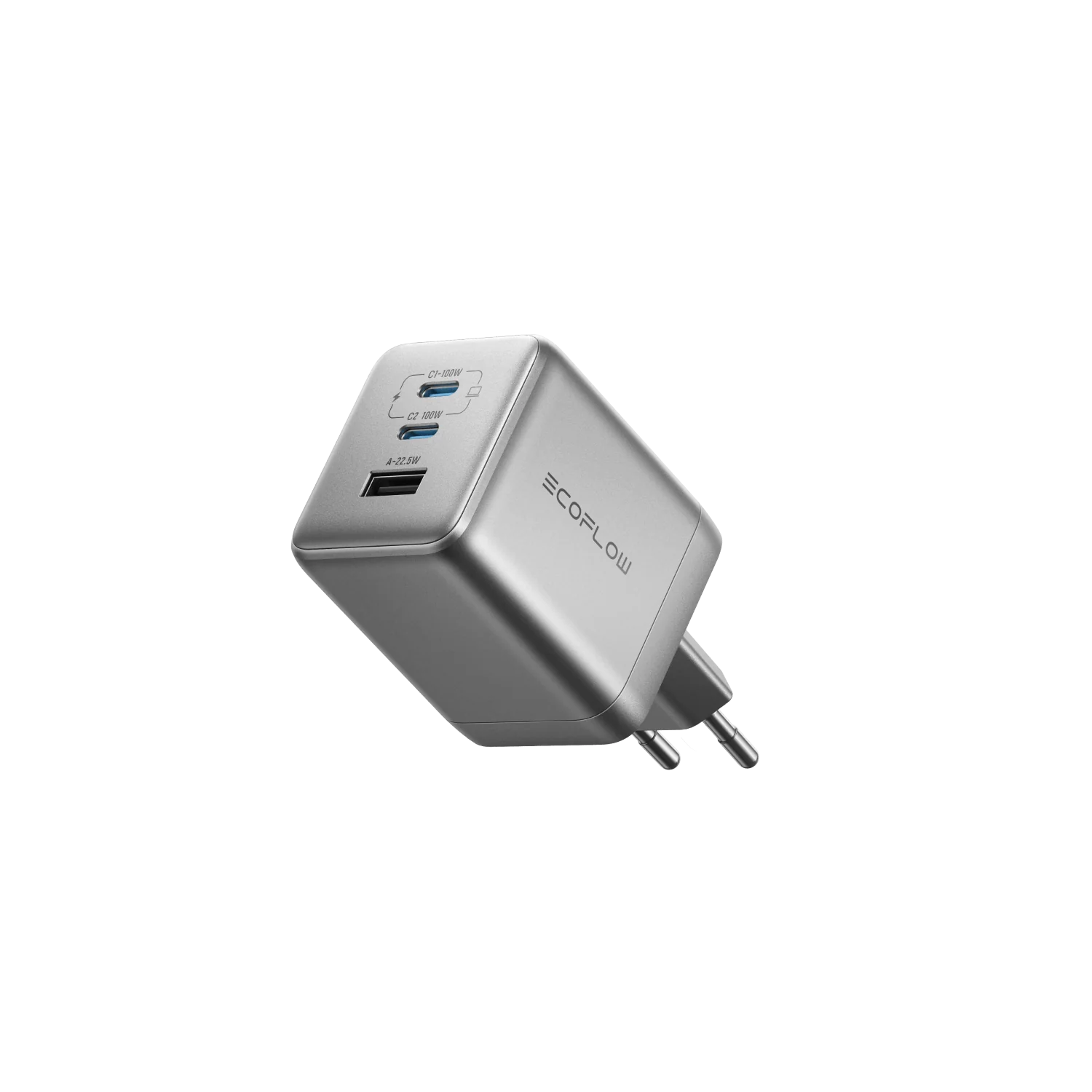 Incarcator de retea EcoFlow RAPID Pro 100W, 2x USB-C, 1x USB-A, GaN, Gri