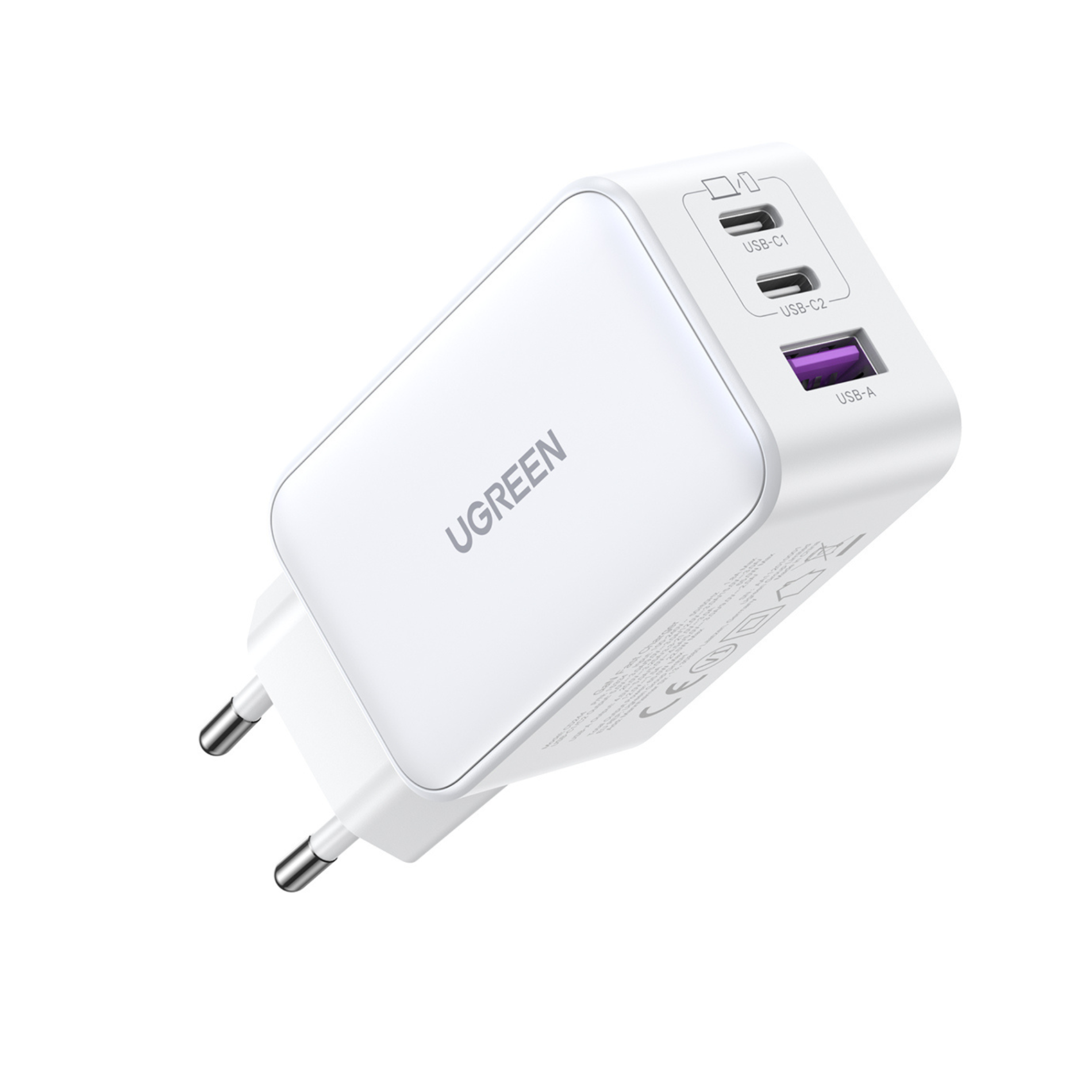 Incarcator de retea UGREEN Nexode 65W 2x USB-C 1x USB-A Fast Charger Alb