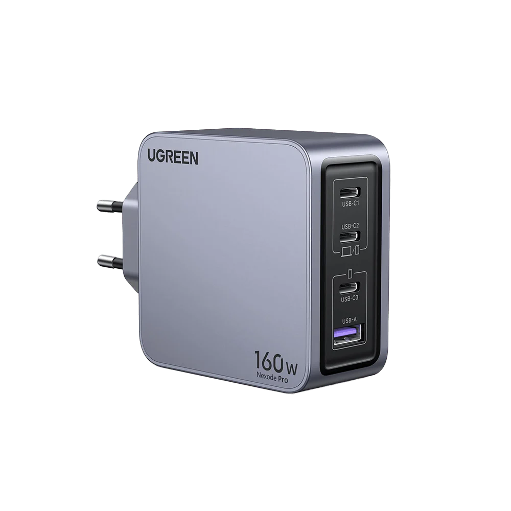 Incarcator retea Ugreen Nexode Pro 160W, GaN Mini, 3x USB-C, 1x USB-A, cu cablu USB-C inclus, Gri