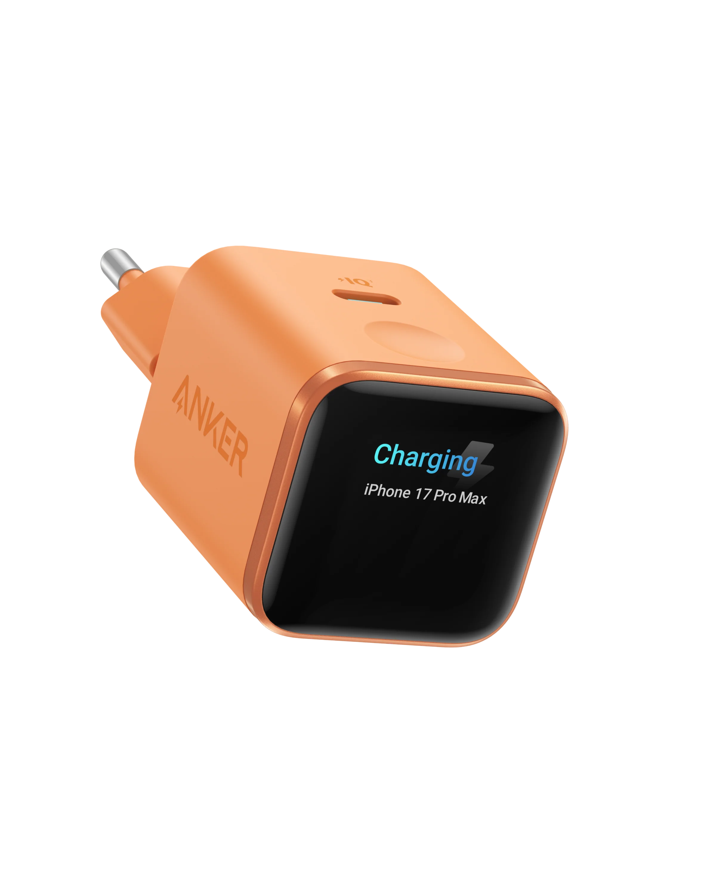 Incarcator retea Anker Nano Smart Display, 45W, 1x USB-C, Portocaliu