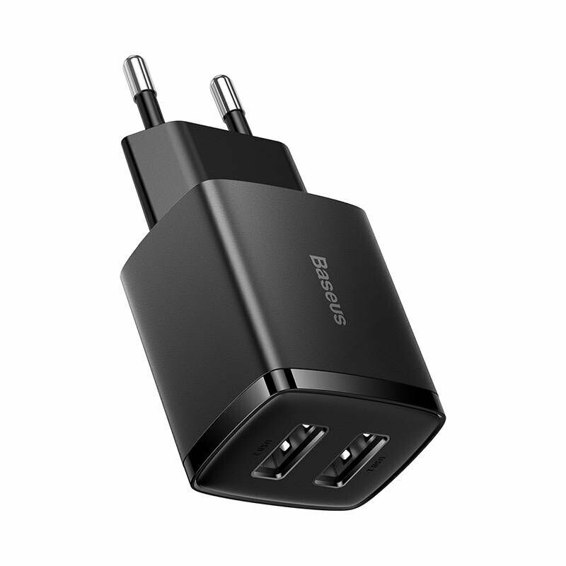 Incarcator retea Baseus Compact 2x USB-A, 10.5W, Negru