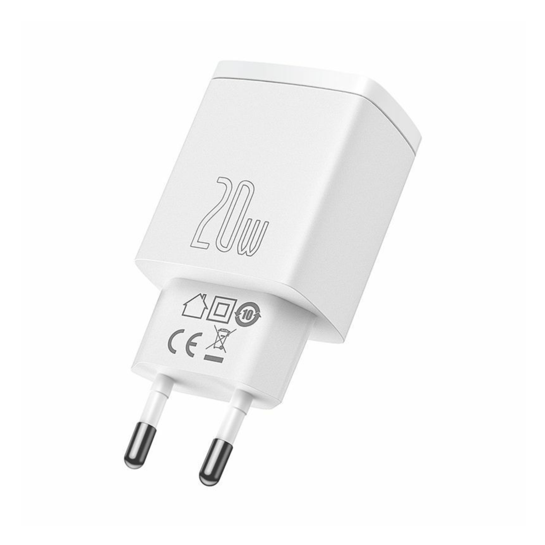 Incarcator retea Baseus Compact, Quick Charger, 20W, USB-C, USB, PD 3.0, Alb