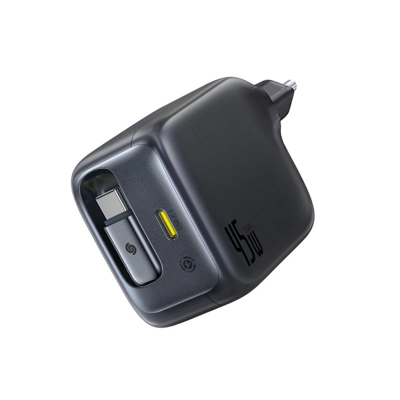 Incarcator retea Baseus EnerCore CJ11 45W, cu cablu USB-C retractabil, Negru