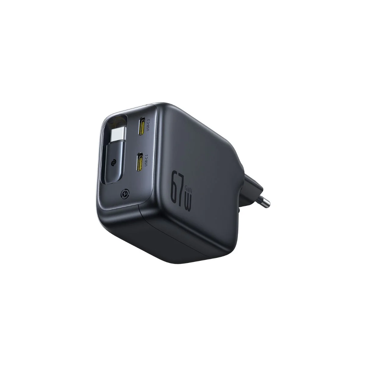Incarcator retea Baseus EnerCore CJ11 67W, 2x USB-C, cu cablu USB-C incorporat, Negru