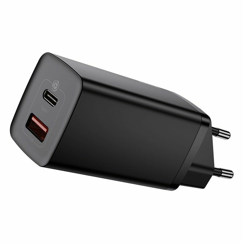 Incarcator retea Baseus GaN2 Lite, 65W, USB-C, USB, Quick Charge 3.0, Negru