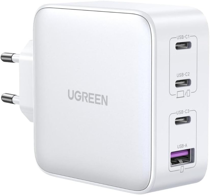 Incarcator retea Ugreen Nexode 100W, GaN Fast Charging, 3x USB-C, 1x USB-A, Alb