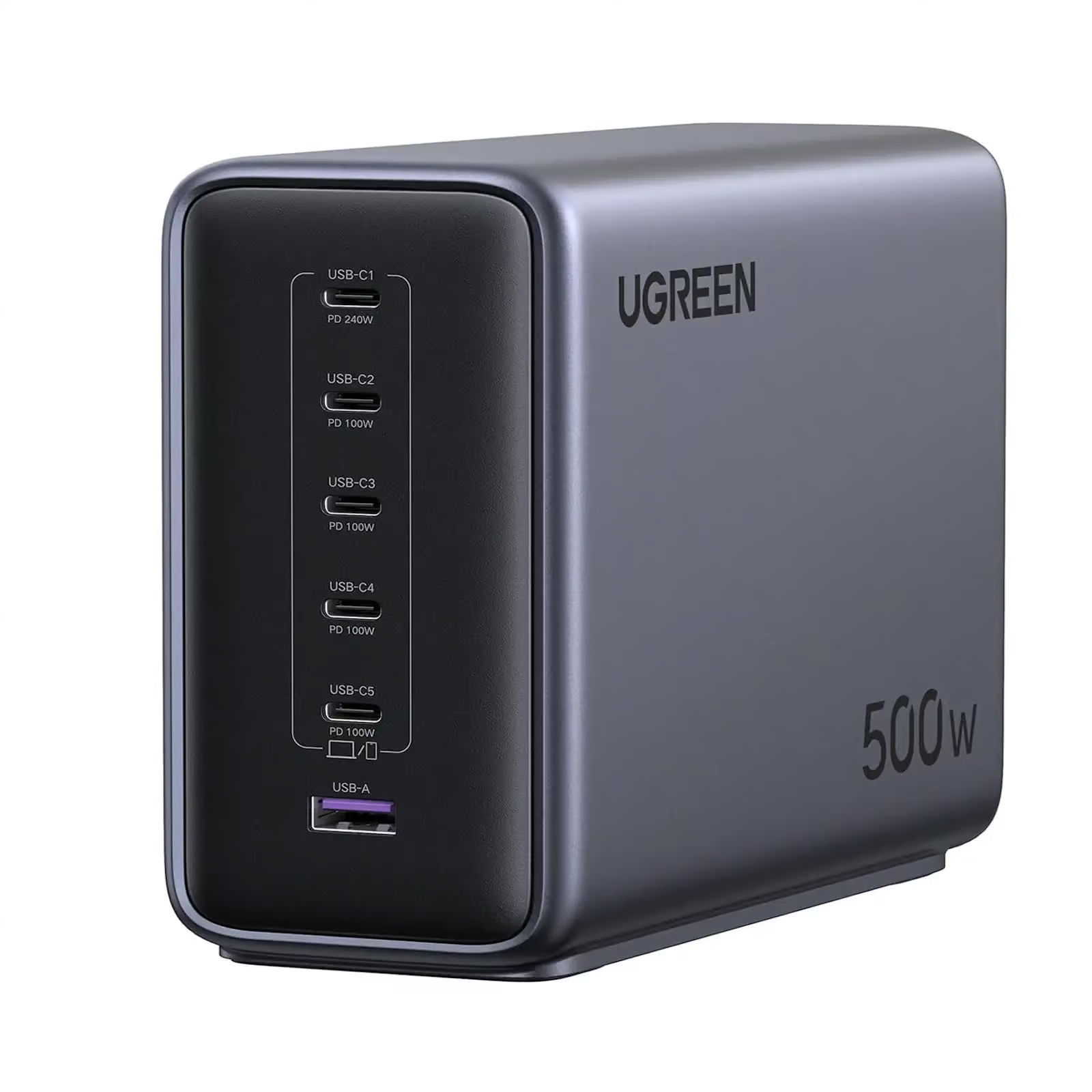 Incarcator retea Ugreen Nexode 500W, 5x USB-C, 1x USB-A, Smart Temperature Control, GaN, Gri