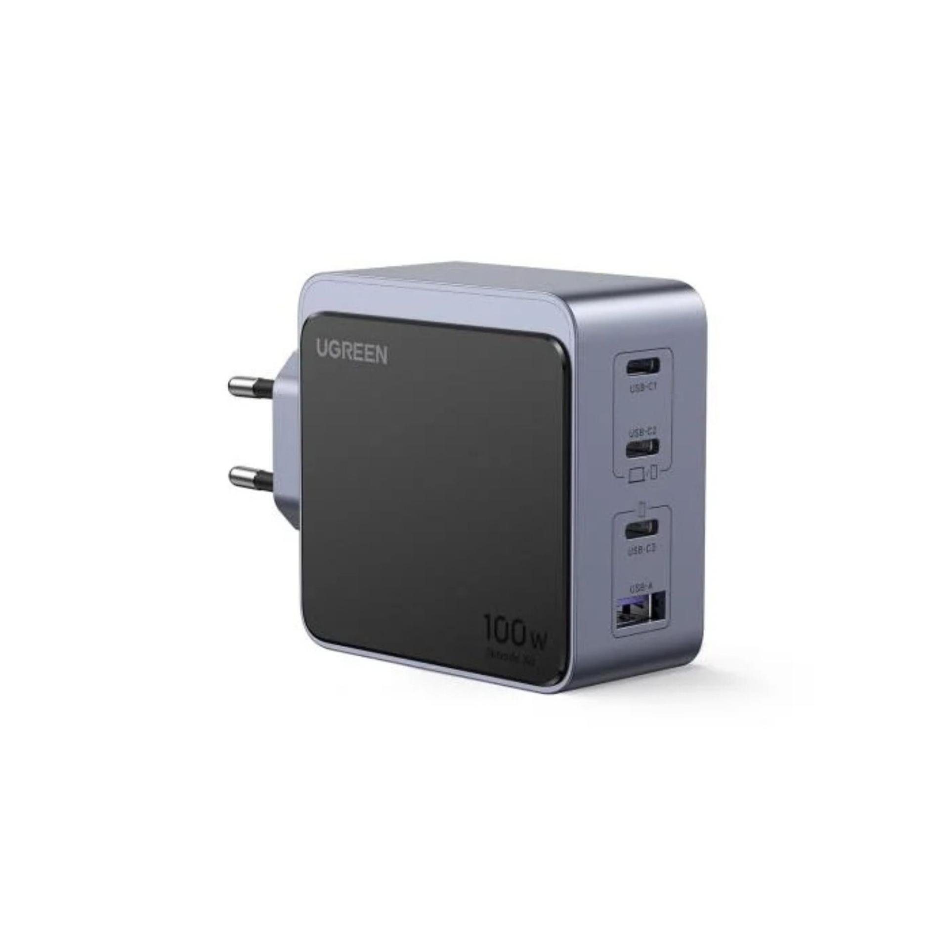 Incarcator retea Ugreen Nexode Air 100W, GaN Fast Charging, 3x USB-C, 1x USB-A, Negru/Gri