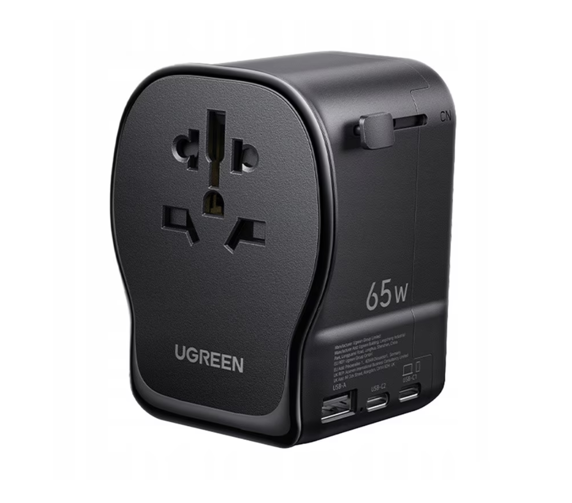 Incarcator retea Ugreen Travel Adapter, GaN 65W, 2x USB-C, 1x USB-A, 3-Pin US/UK/EU/AUS/CN, Negru