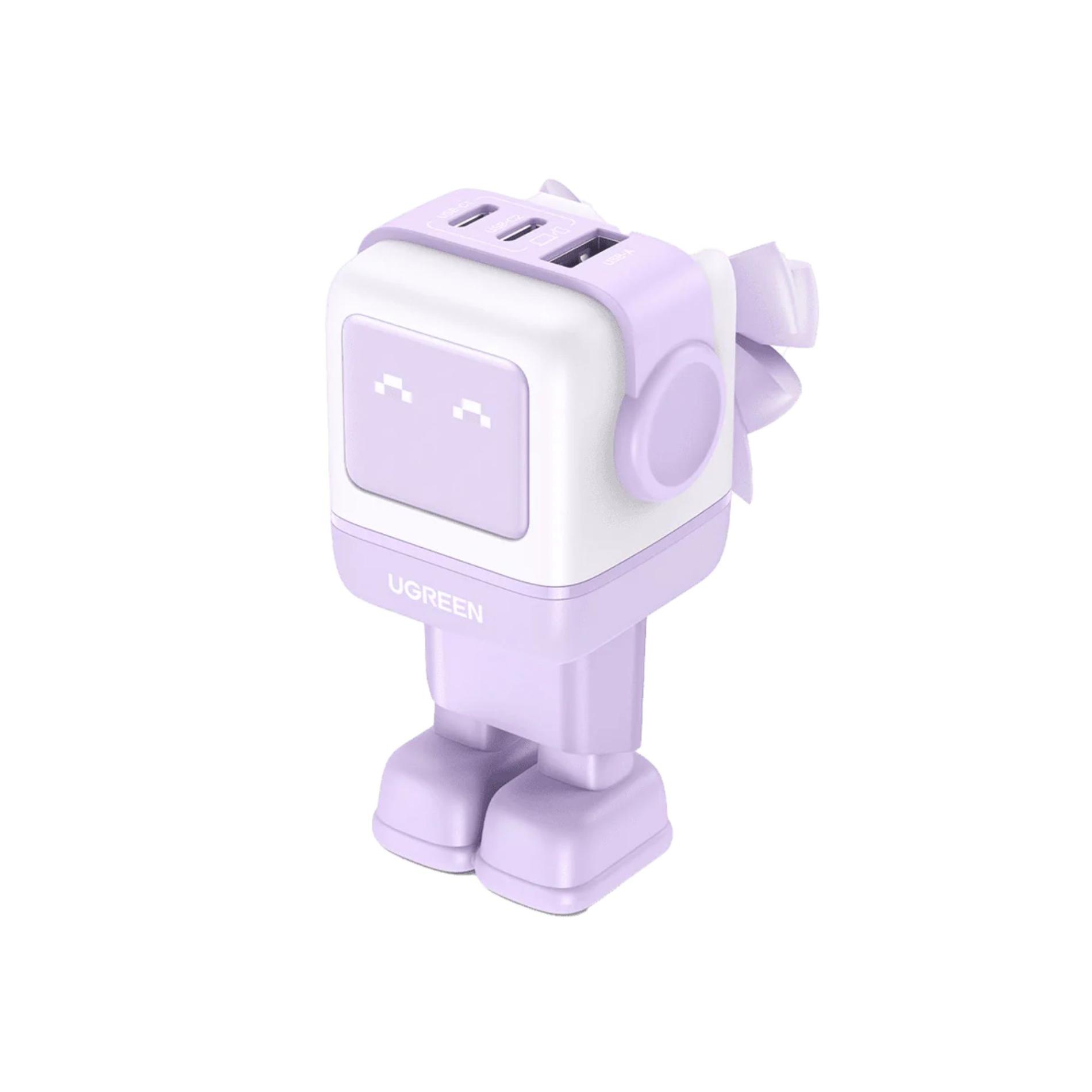 Incarcator retea Ugreen Uno 65W, GaN Fast Charging, 2x USB-C, 1x USB-A, Violet