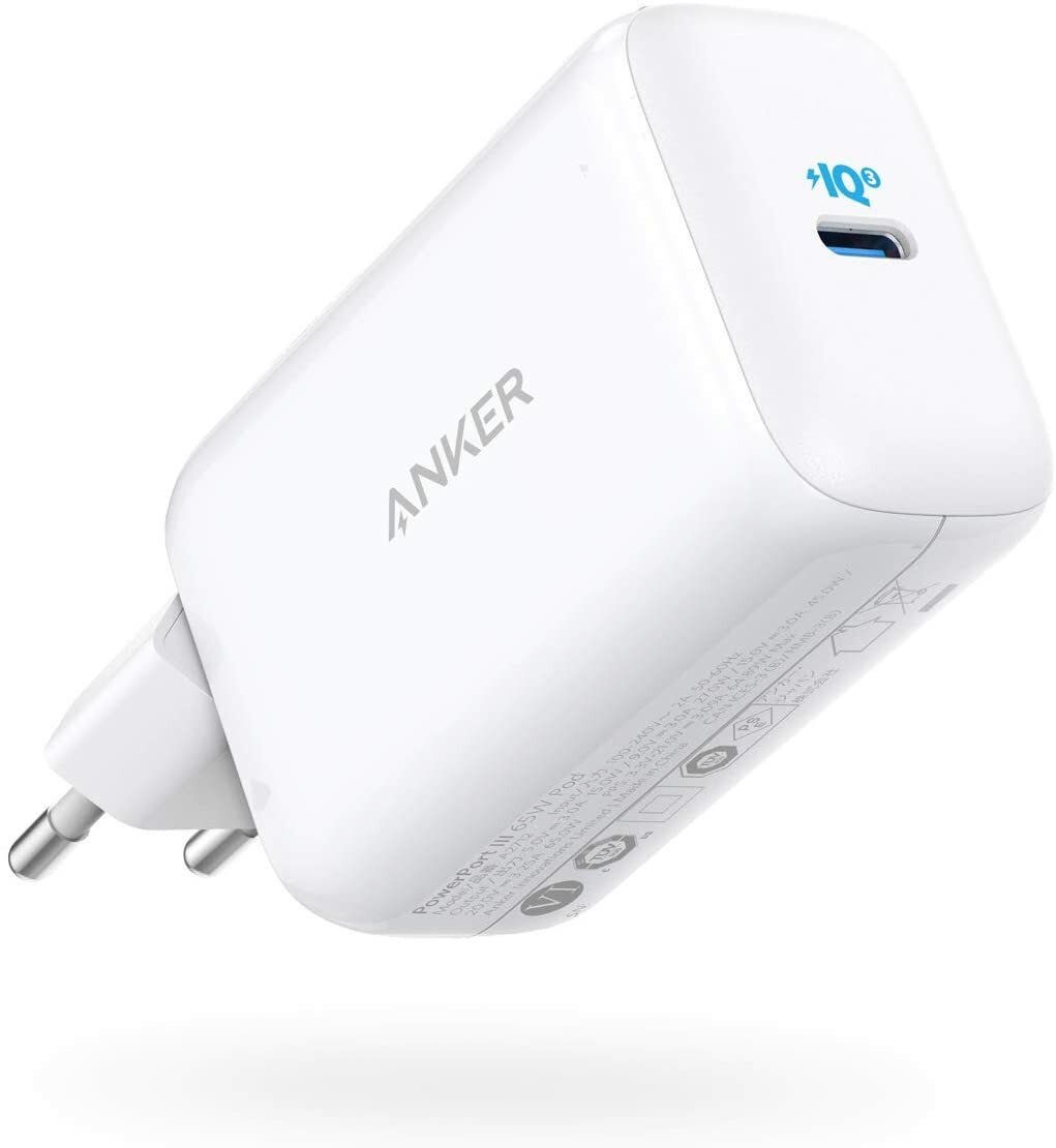 Incarcator retea universal Anker PowerPort III Pod 65W, USB-C, PowerIQ 3.0, PPS, Alb