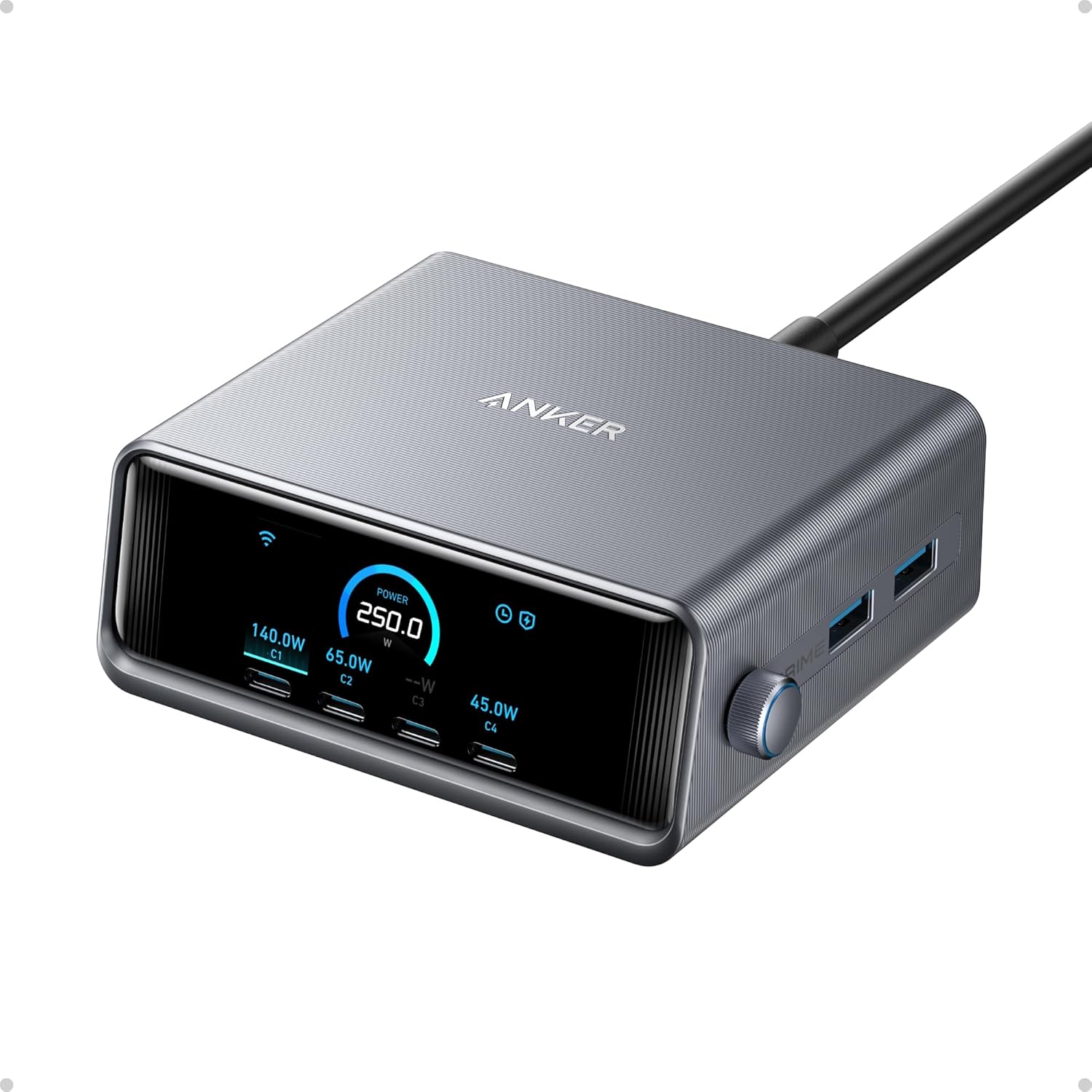 Incarcator si statie incarcare Anker Prime 250W Ultra-Fast GaN, Negru