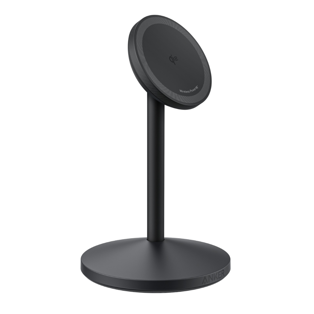 Incarcator wireless Anker MagGo Stand Qi2 360 15W, pentru iPhone 16/15/14/13/12, Negru