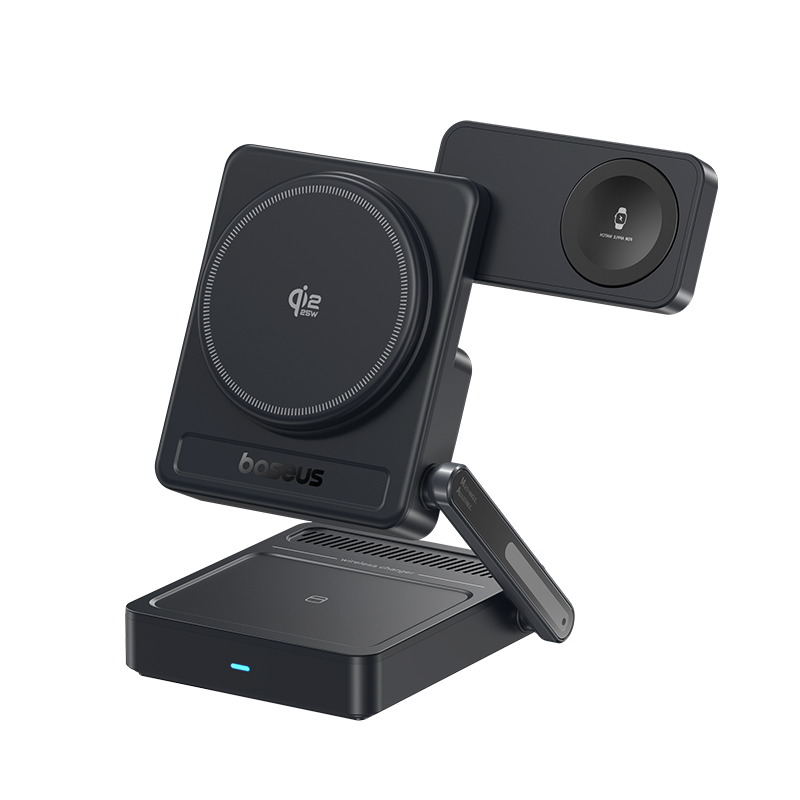Incarcator wireless Baseus PicoGo AF21 3-in-1, Qi2.2, 35W, Negru