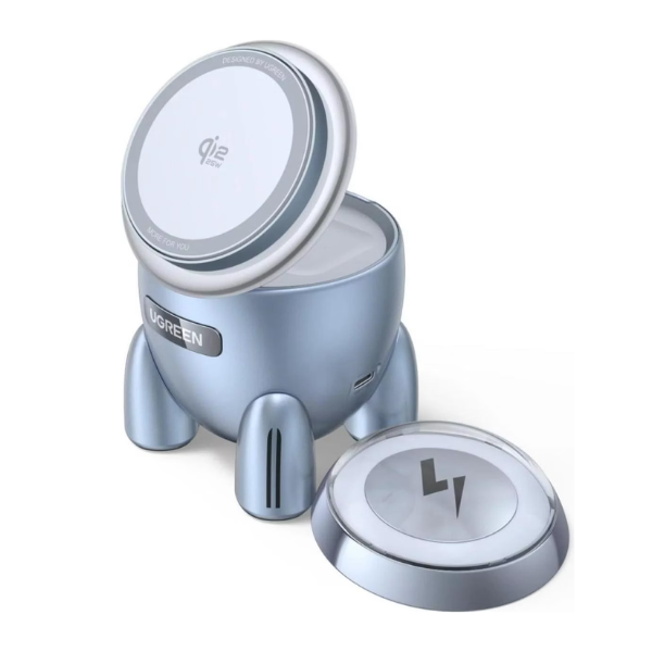 Incarcator wireless Ugreen UNO Rocket Magnetic 2-in-1 25W, Qi2, Albastru