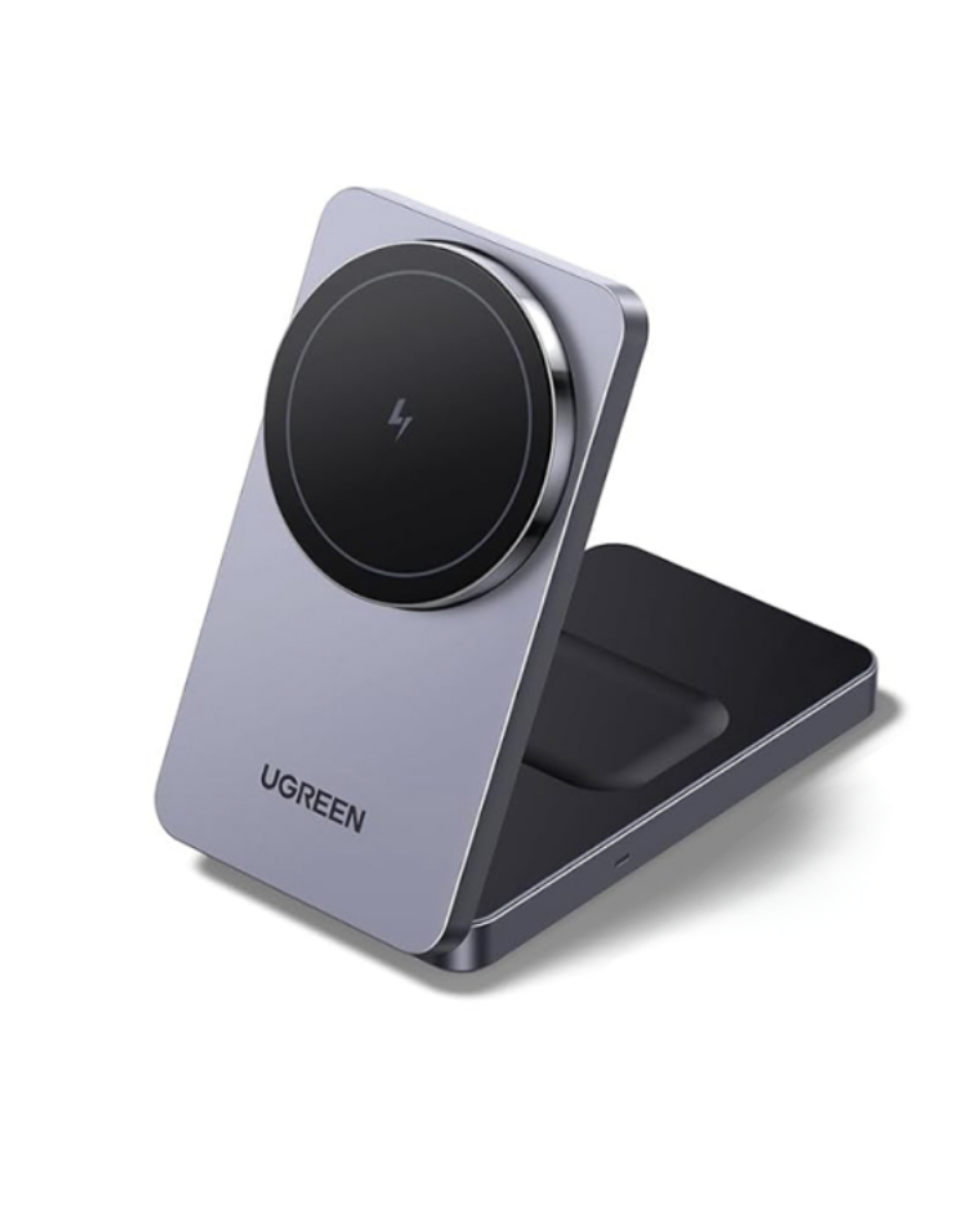Incarcator wireless Ugreen MagFlow 2-in-1 20W, Qi, compatibil MagSafe, Gri
