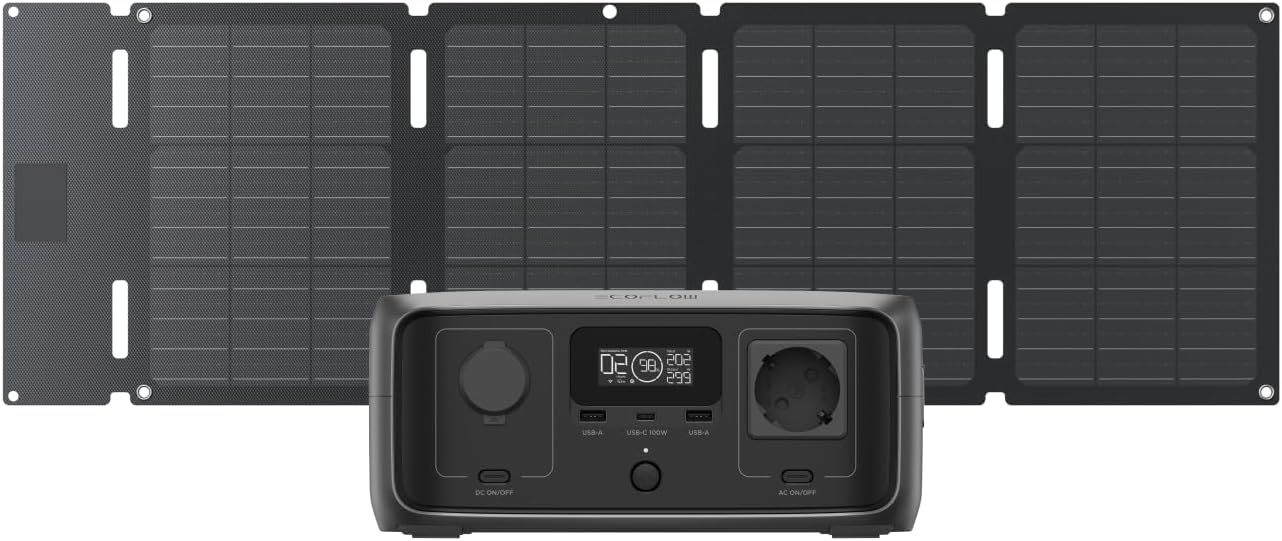 Kit Power Station River 3 UPS 245Wh cu Panou solar Ecoflow 45W portabil