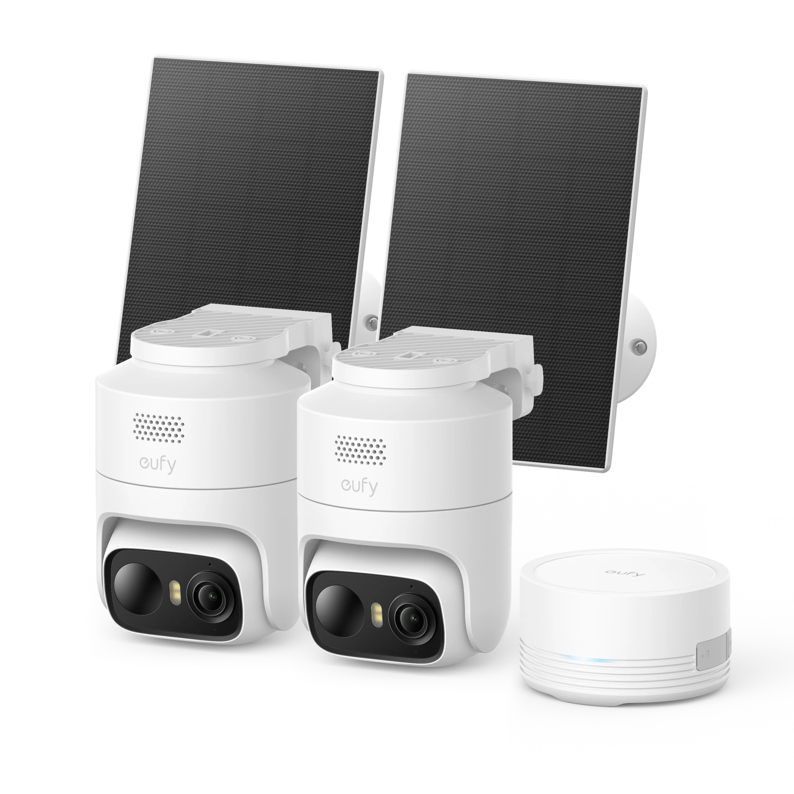 Kit supraveghere video eufy C37 HomeBase Mini + 2 camere 2K Smart CCTV Pan & Tilt cu panou solar inclus