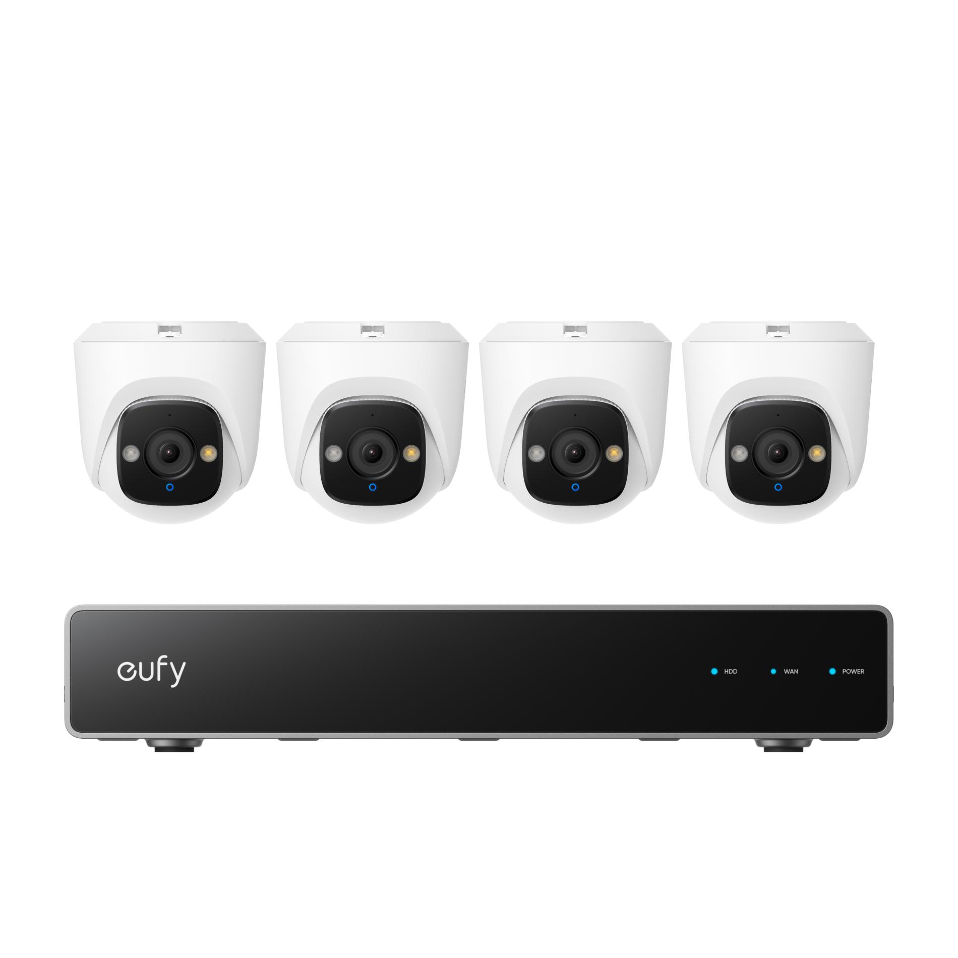 Kit supraveghere video eufy Security NVR PoE E41, Rezolutie 4K, 5× Zoom, AI, Night Vision Color, 4 camere turret
