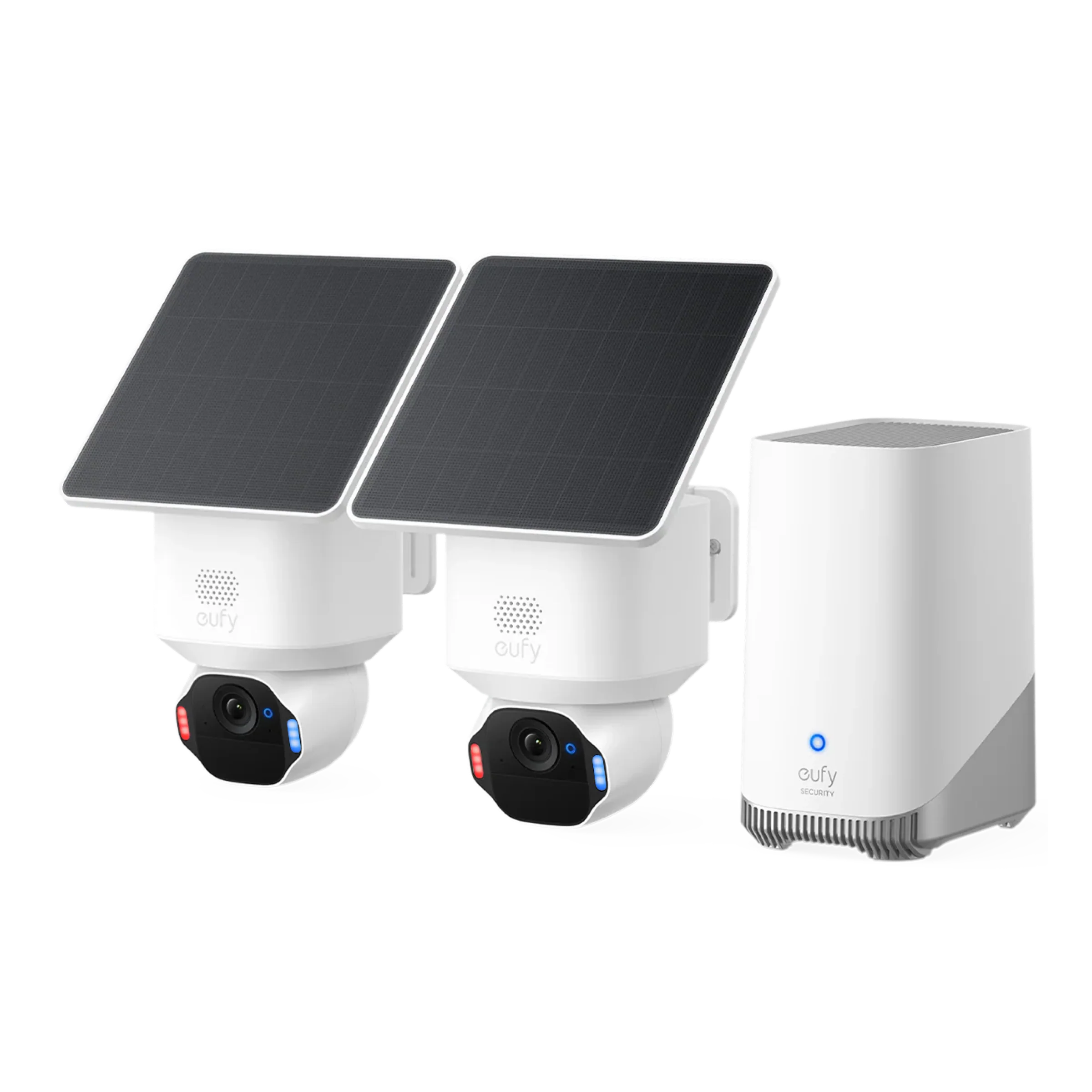 Kit supraveghere video eufy Security SoloCam E42, Rezolutie 4K, AI, Vizualizare 360°, Tehnologie SolarPlus™ 2.0, cu HomeBase S380 si 2 camere video