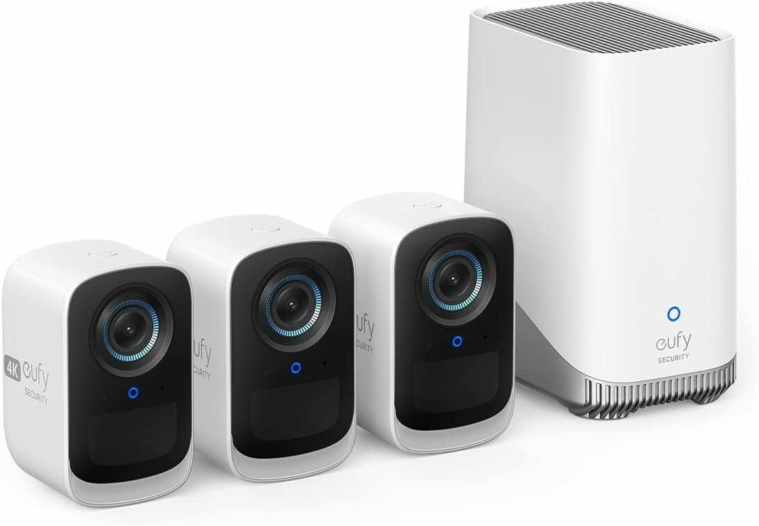 Kit supraveghere video eufyCam 3C S300, 4K Ultra HD, BionicMind™, Nightvision, Homebase 3 + 3 camere video eufyCam 3C