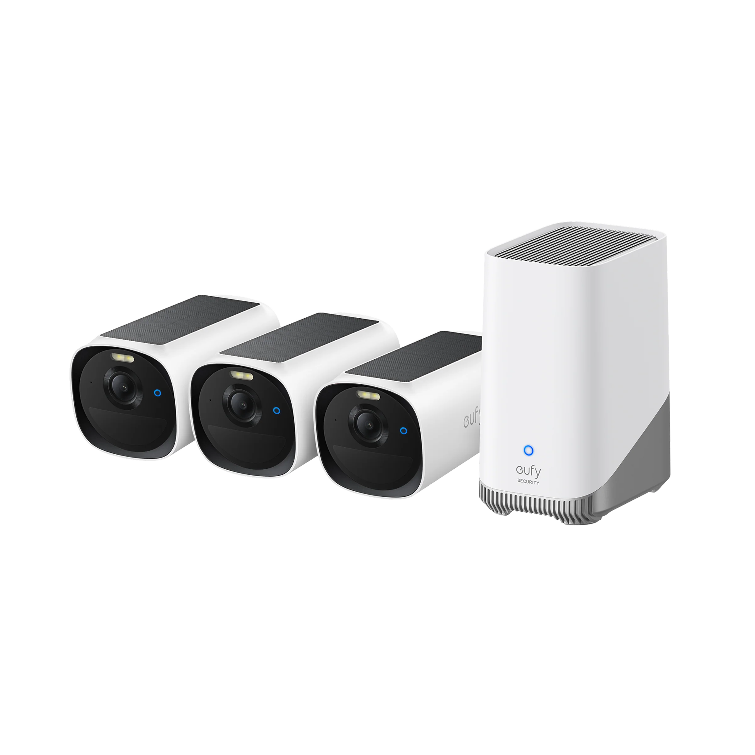 Kit supraveghere video eufyCam E40, 2K HD, Incarcare solara, MaxColour Vision, Homebase 3 + 3 camere video