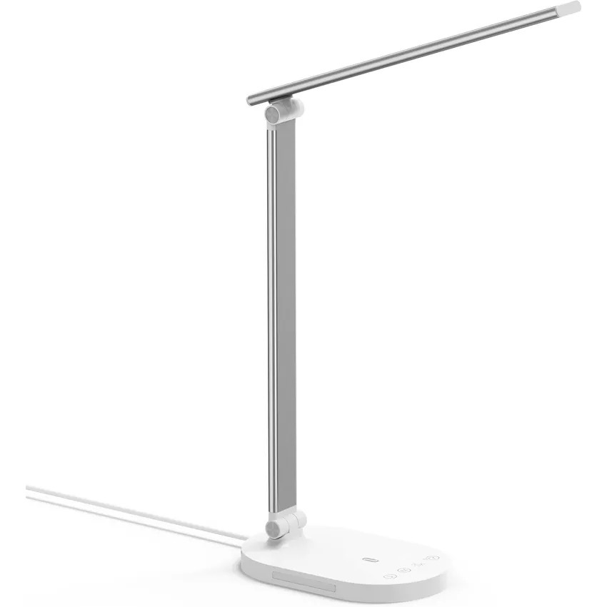 Lampa LED de birou TaoTronics TT-DL1012, lumina veghe, control touch, 5 moduri, 5 niveluri de luminozitate, Incarcare USB, 12W, Alb