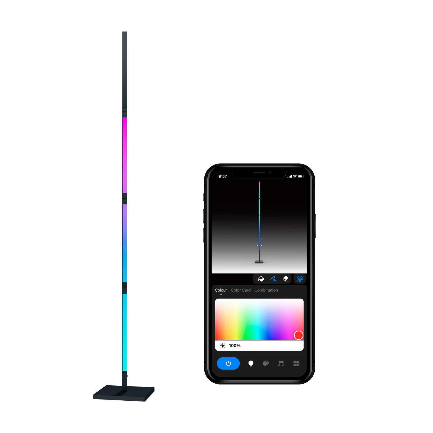 Lampadar Calex Smart LED, pliabil, lumina ambientala, control vocal, 175 cm
