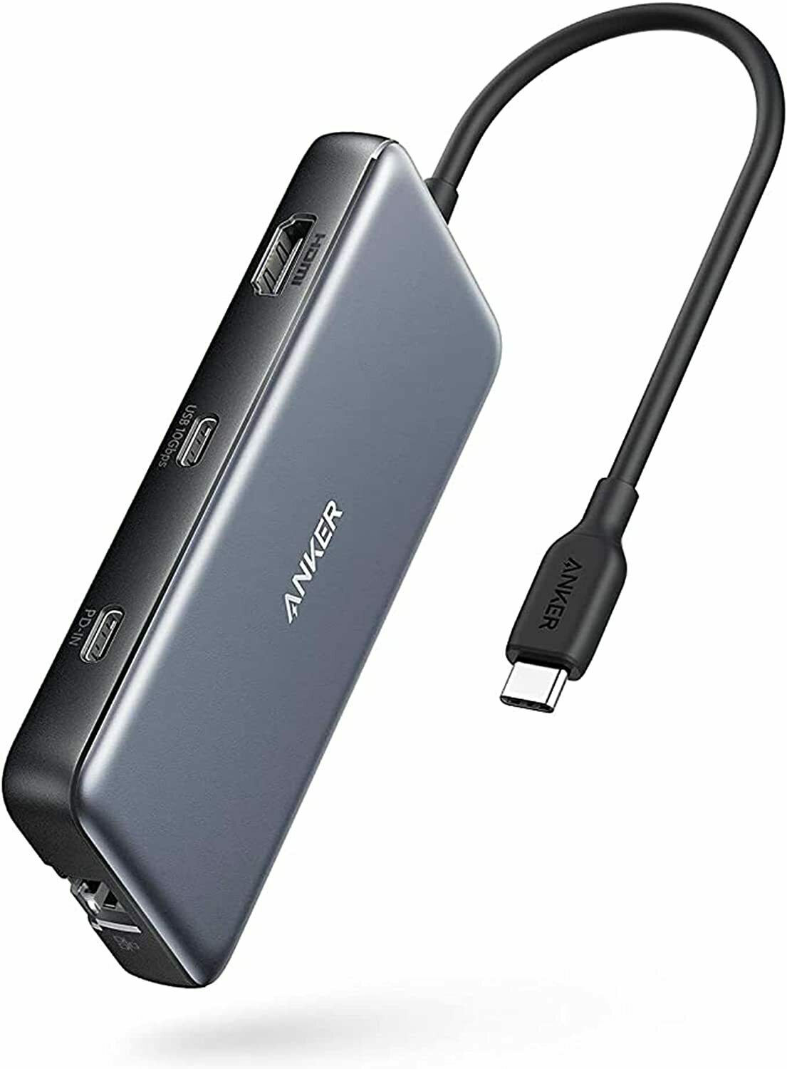 Media Hub Anker 555 PowerExpand 100W Power Delivery 4K 60 Hz HDMI, 10 Gbps, USB-C, USB-A, Ethernet, microSD, SD Card Reader