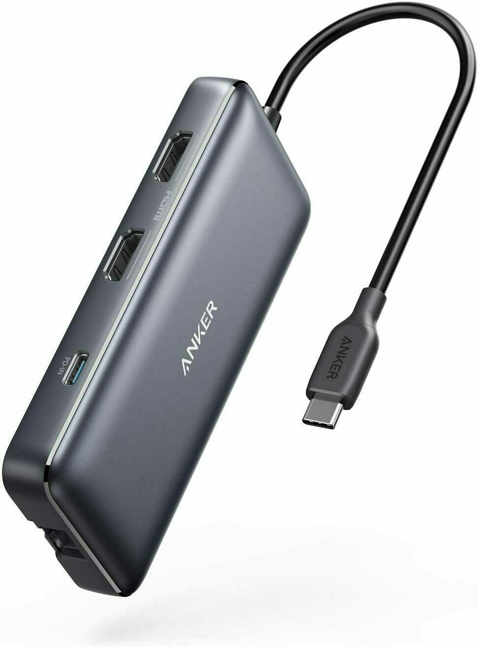 Media Hub Anker PowerExpand 8-in-1, 100W Power Delivery, USB-C, Dual 4K HDMI, 1 Gbps Ethernet, 2x USB 3.0, microSD