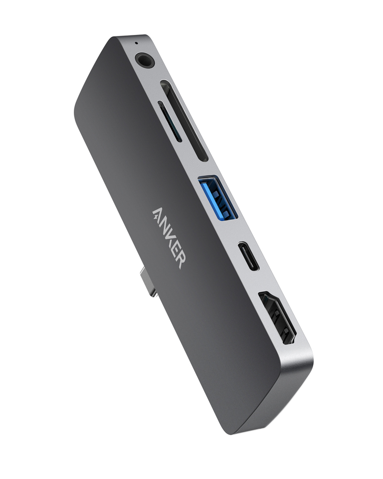 Media Hub Anker PowerExpand Direct pentru iPad Pro, 6-in-1, 60W Power Delivery, USB-C, 4K HDMI, Audio 3.5mm, USB 3.0, microSD