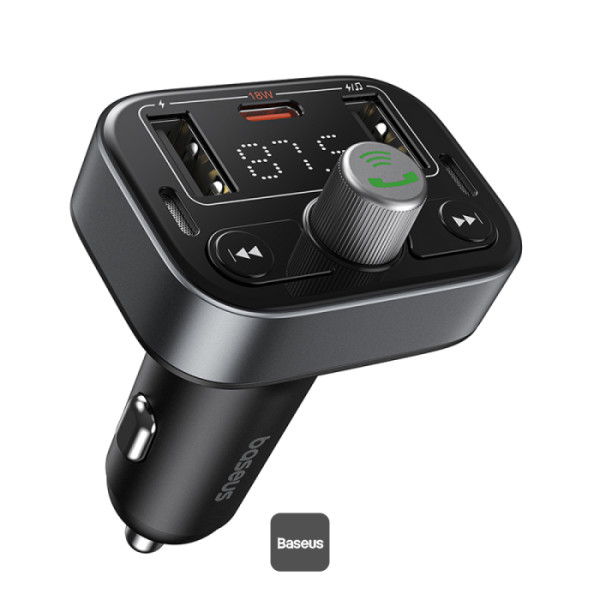 Modulator FM Baseus S-09 Pro, 2xUSB, 1xUSB-C, Bluetooth 5.3, 18W PD, Negru