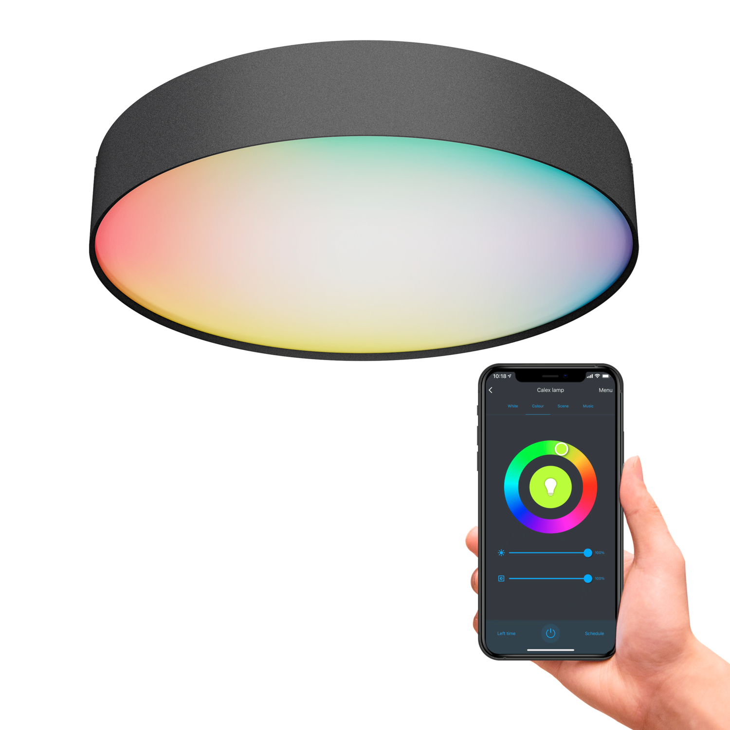 Plafoniera Calex Smart RGB-CCT, 20W, 2350 lumeni, WiFi 2,4 GHz