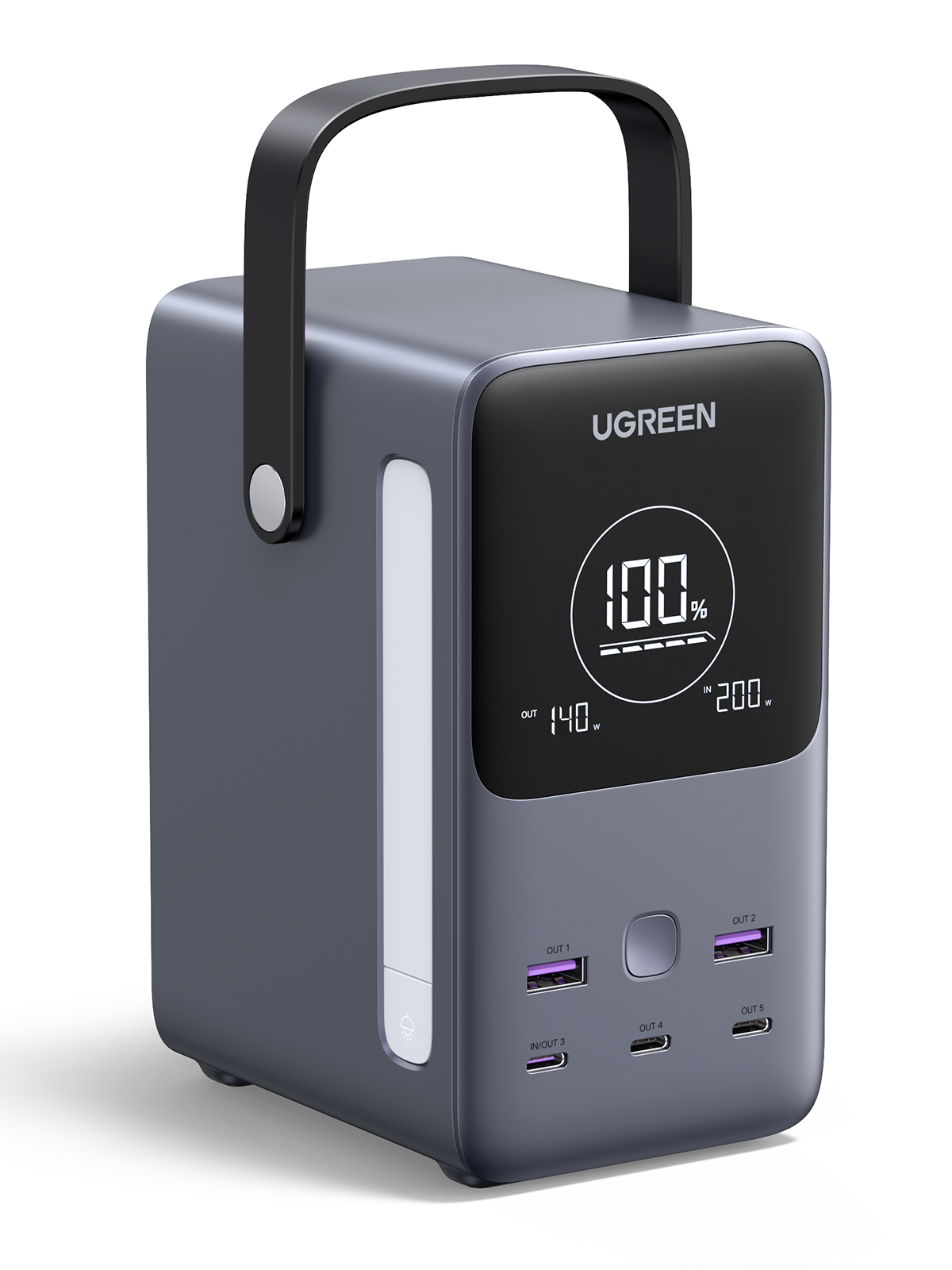 Baterie externa UGREEN PB770 48.000 mAh, 300W, 2x USB, 4x USB-C, Gri