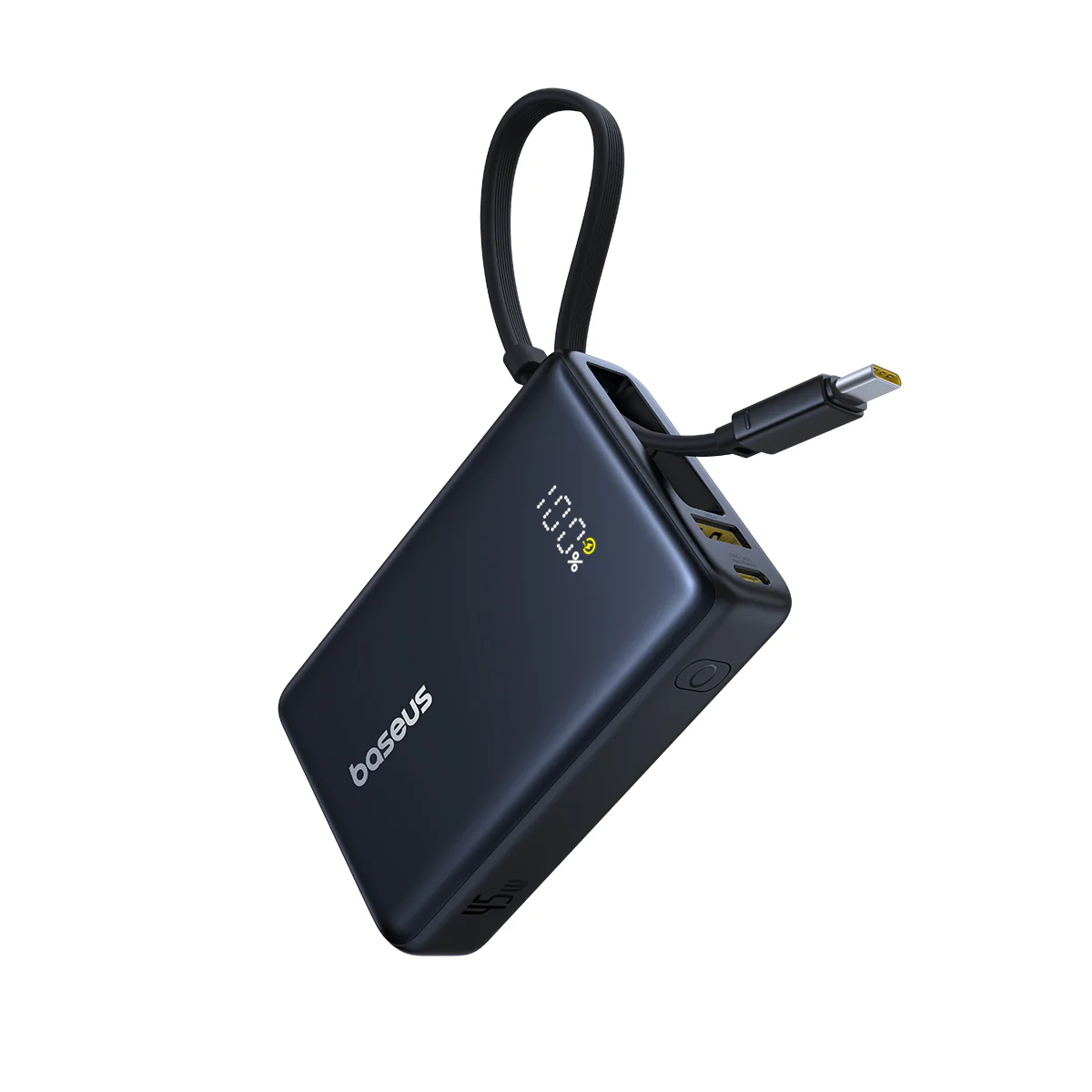 Baterie externa Baseus PicoGo 10000mAh Digital Display, cu cablu incorporat USB-C, Negru